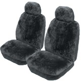 Custom Sheepskin Seat Covers Suits Toyota Landcruiser Wagon 200 Series 11/2007-On 22mm Charcoal Pair