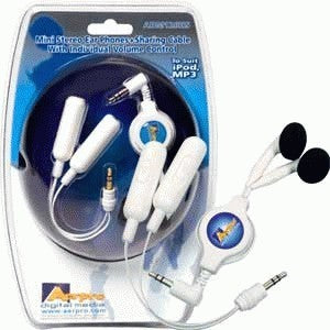 Mini Head Phones & Splitter With Volume Control