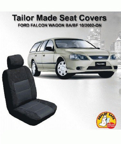 Custom Velour Seat Covers Suits Ford Falcon Wagon BA BF XT 10/2002-On Airbag Deploy Safe