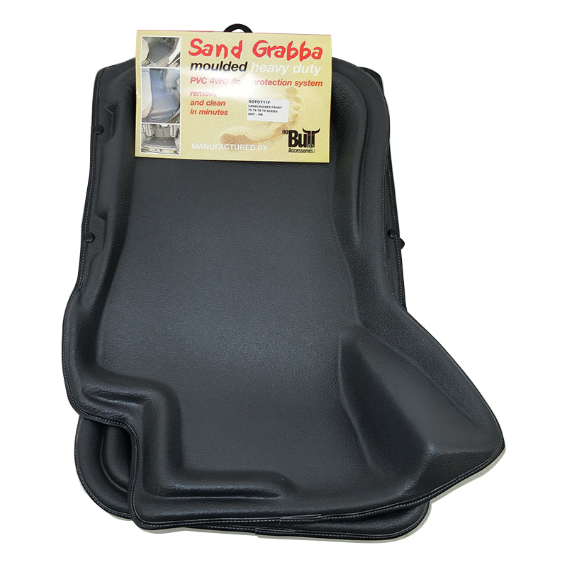 Sandgrabba Rubber Floor Mats Suits Nissan Navara D40 Dual Cab RX/ST/STX-550 (Built In Storage Box In Rear) 2006-2015 Front & Rear