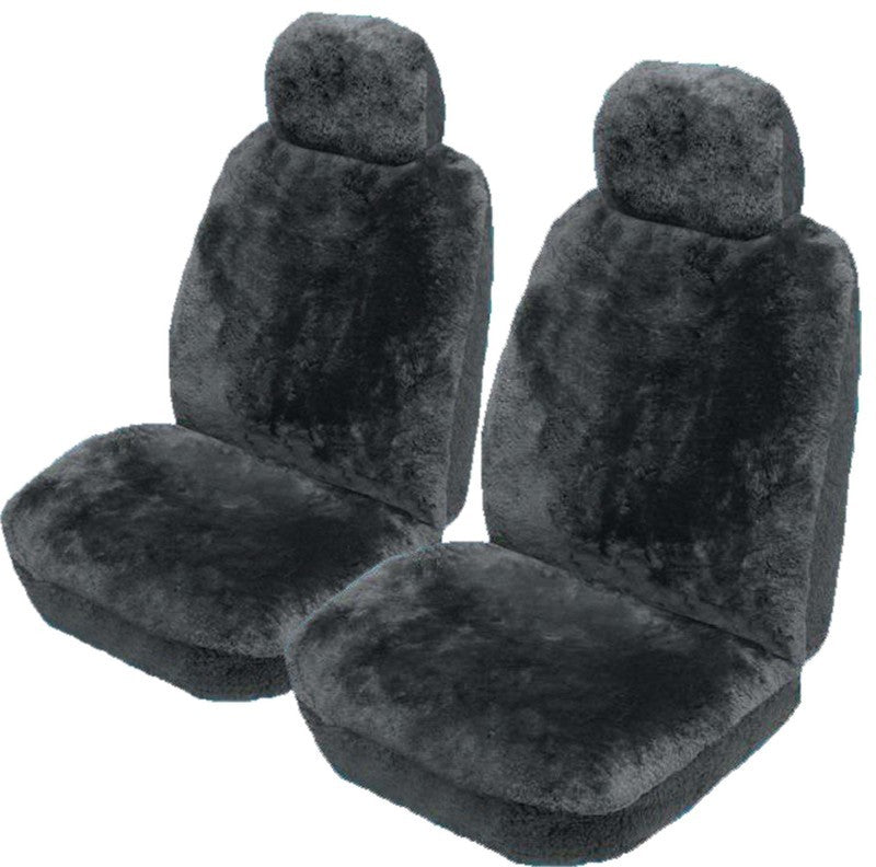 Custom Sheepskin Seat Covers Suits Toyota Landcruiser Wagon 100 Series 3/1998-10/2007 22mm Charcoal Pair