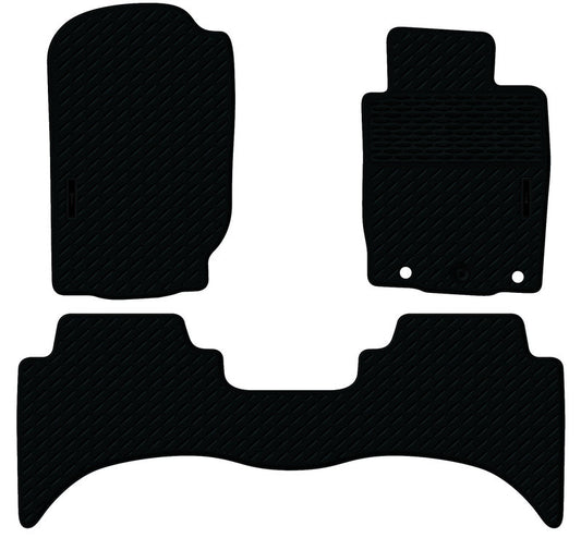 Rubber Custom Floor Mats Suits Mitsubishi Triton Dual Cab MQ/MR 5/2015-11/2023 Front & Rear Black MRBMT001BLK2RW