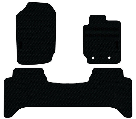 Rubber Custom Floor Mats Suits Ford Ranger Dual Cab PX/PX2/PX3 10/2011-5/2022 Front & Rear Black MRBFD001BLK2RW