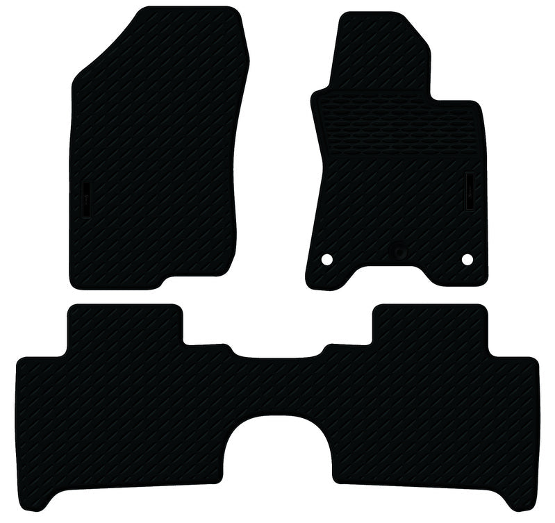 Rubber Custom Floor Mats Suits Nissan Navara NP300 Dual Cab D23 11/2015-On Front & Rear Black MRBNS001BLK2RW