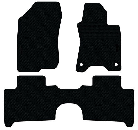 Rubber Custom Floor Mats Suits Nissan Navara NP300 Dual Cab D23 11/2015-On Front & Rear Black MRBNS001BLK2RW