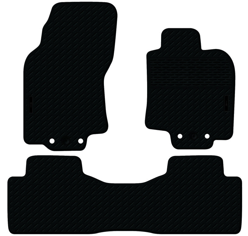 Rubber Custom Floor Mats Suits Nissan X-Trail SUV T32 8/2014-2022 Front & Rear Black MRBNS002 BLK2RW