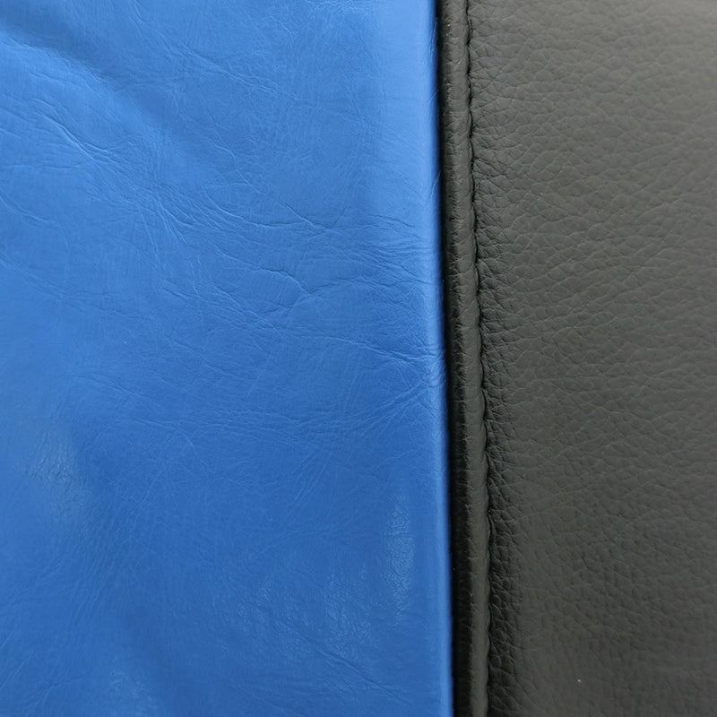 Black Bull Leather Look Seat Covers Airbag Deploy Safe Black/Blue One Pair Size 30