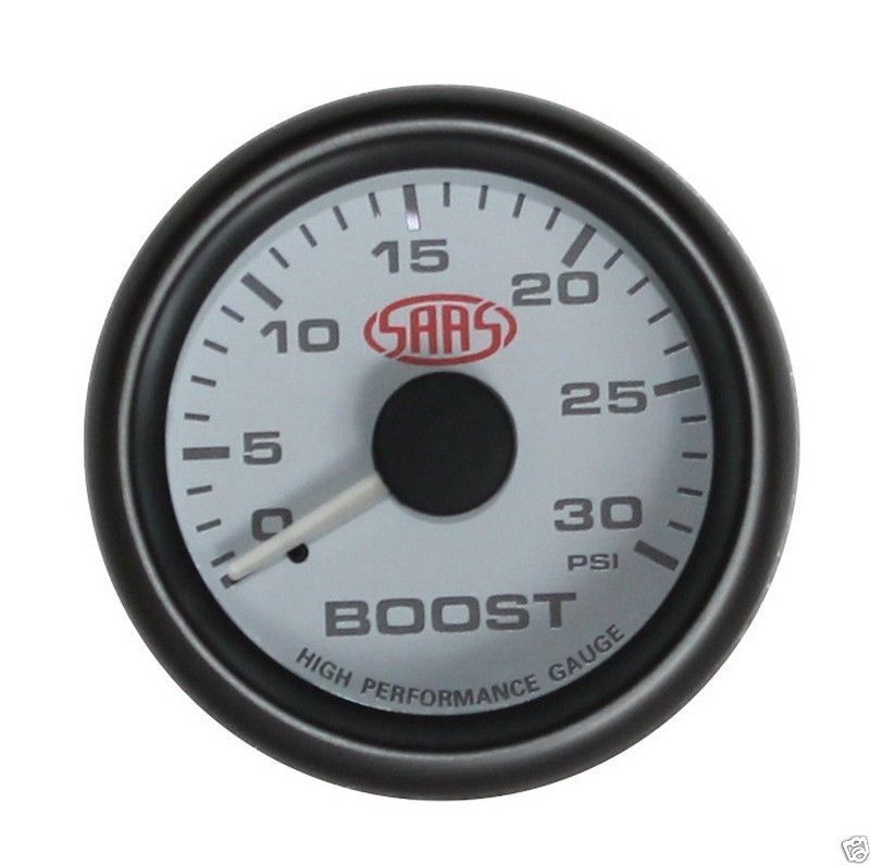 Saas 52mm 2 Inch Car Diesel Boost White Gauge Multi Colour 30 PSI SG-TBD52W