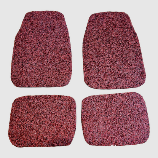 Koil Black / Red Floor Mats Front & Rear Rubber Composite PVC Coil Universal