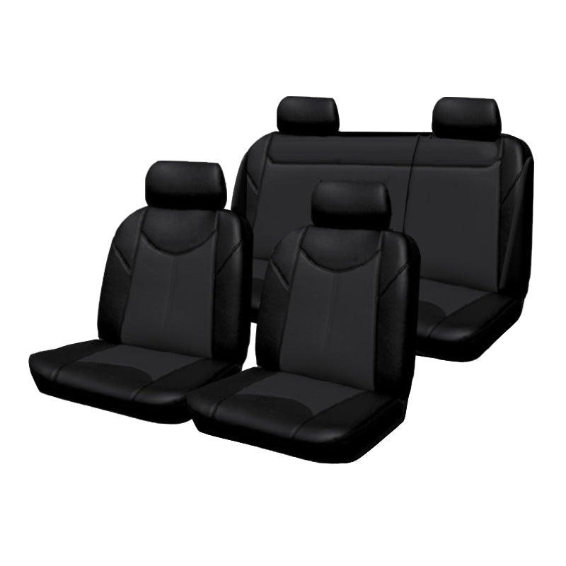 Custom Seat Covers Leather Look Black Navara Dual Cab D40 ST-X STX 2007-5/2015 Airbag Safe 2 Rows NAVADOTORBK