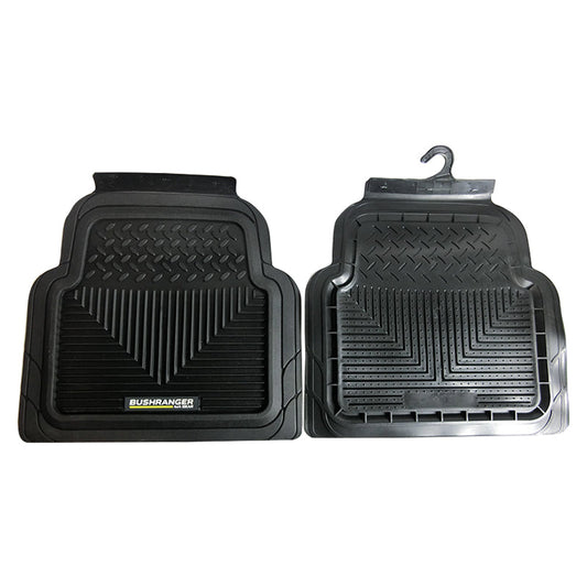 Bushranger Mudtamer Mud Tamer Solid Rubber Floor Mats Rear Pair Black 91X02B