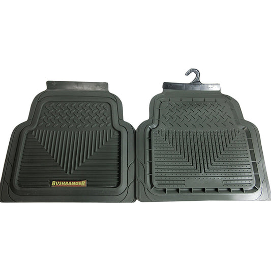 Bushranger Mudtamer Mud Tamer Solid Rubber Floor Mats Rear Pair Charcoal 91X02C