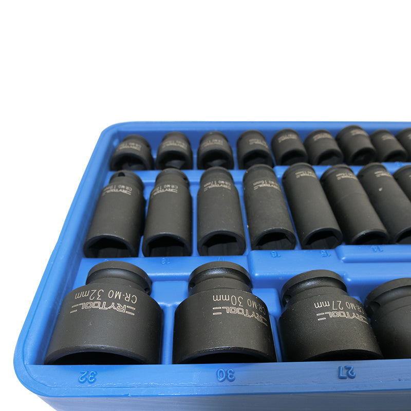 Rytool 46 Piece 3/8" & 1/2" Drive Metric Impact Socket Set DL34T46K