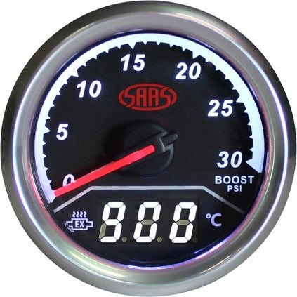 SAAS Trax EGT Gauge Black Face, 2inch 52mm Dual Diesel Boost/Exhaust Temperature Analogue/Digital SG611240