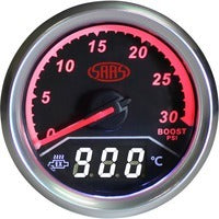 SAAS Trax EGT Gauge Black Face, 2inch 52mm Dual Diesel Boost/Exhaust Temperature Analogue/Digital SG611240