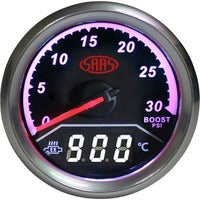 SAAS Trax EGT Gauge Black Face, 2inch 52mm Dual Diesel Boost/Exhaust Temperature Analogue/Digital SG611240