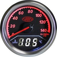 SAAS Trax EGT Gauge Black Face, 2inch 52mm Dual Oil Pressure/Water Temperature Analogue/Digital SG613020