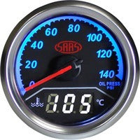 SAAS Trax EGT Gauge Black Face, 2inch 52mm Dual Oil Pressure/Water Temperature Analogue/Digital SG613020