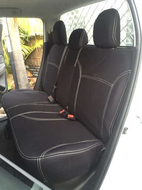 Wet Seat Neoprene Seat Covers Suits Mitsubishi Triton MQ Exceed Dual Cab 6/2015-8/2018 Black