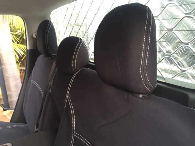 Wet Seat Neoprene Seat Covers Suits Mitsubishi Triton MQ Exceed Dual Cab 6/2015-8/2018 Black