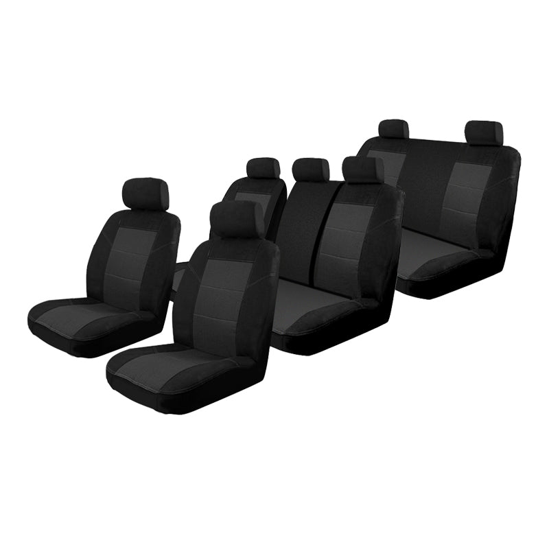 Custom Made Esteem Velour Seat Covers Suits Volkswagen Caddy Maxi Comfortline 7 Seater Van 6/2017-On 3 Rows