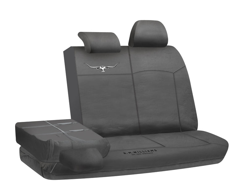 RM Williams Stockyard Canvas Waterproof Seat Covers Size 06 Rear Multi-zip Charcoal