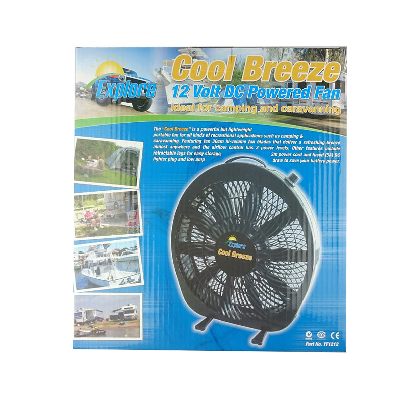 12V DC Cool Breeze Fan : Powerful But Lightweight 30cm Blades YF1212