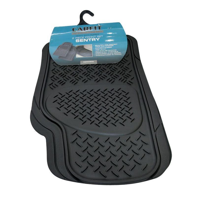 Sentry Rubber Floor Mats Front - Black Pair