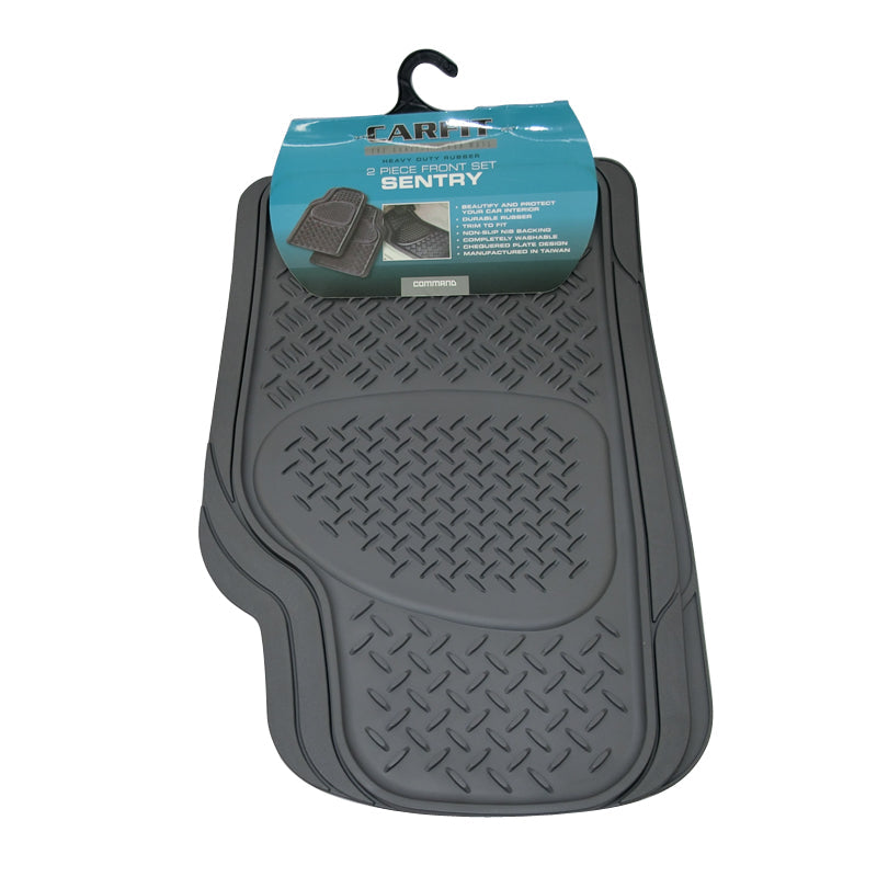 Sentry Rubber Floor Mats Front - Grey Pair 4592015