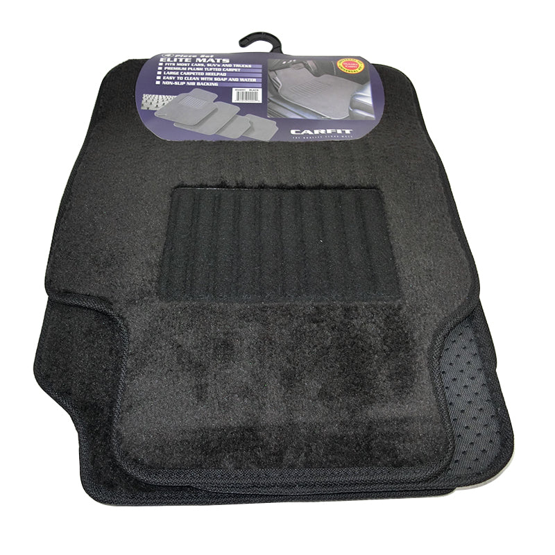 Majestic Luxus Mats Plush Pile Carpet  Set of 4 Floor Mats Black