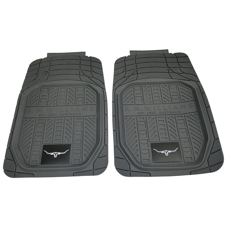 RM Williams Heavy Duty Rubber Floor Mats Front Pair Grey