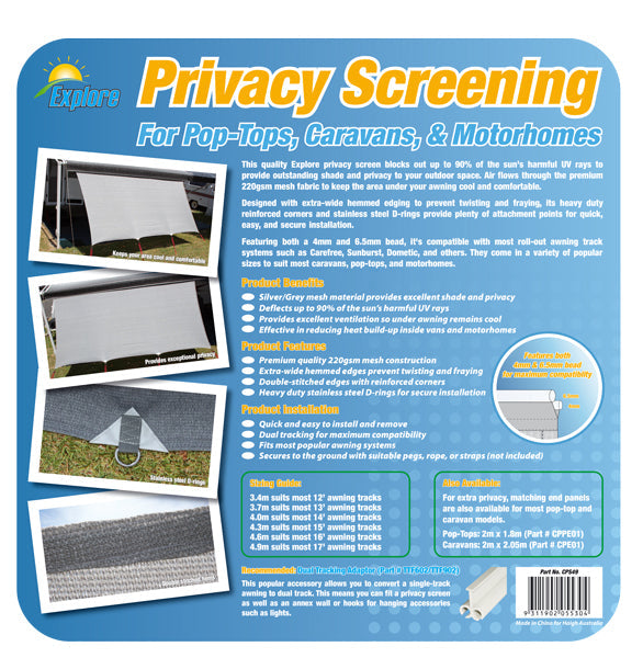 Caravan and RV Motorhome Privacy Screen 1.8m x 3.7m CPS37