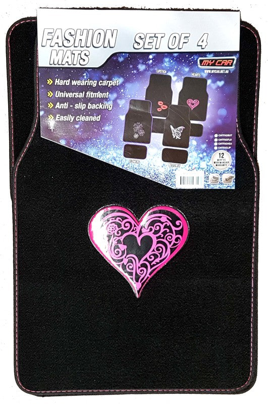 Love Heart Car Floor Mats Front & Rear Universal Fit