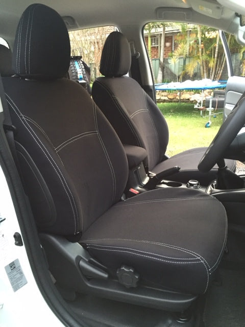 Wet Seat Neoprene Seat Covers Suits Mitsubishi Triton MQ All (Except Exceed) Dual Cab 6/2015-8/2018 Black