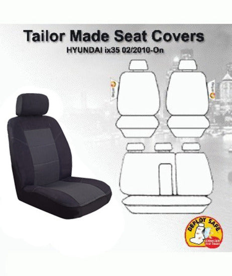 Wet N Wild Neoprene Car Seat Covers Suits Hyundai ix35 2/2010-On Black Airbag Deploy Safe