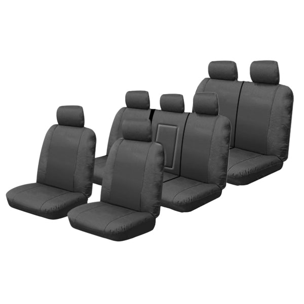 Outback Canvas Seat Covers suits Toyota Prado 120 2/2003-10/2009 3 Rows Charcoal