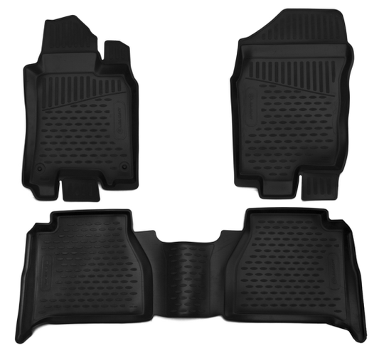 3D Custom Floor Mats Suits Nissan Navara NP300 Dual Cab D23 11/2015-On Rubber 3 Piece Front & Rear Black Automatic EXP.ELEMENT3664210k