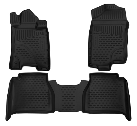 3D Custom Floor Mats Suits Nissan Navara NP300 Pick-Up D23 11/2015-On Rubber 3 Piece Front & Rear Black  EXP.ELEMENT3D3666210k