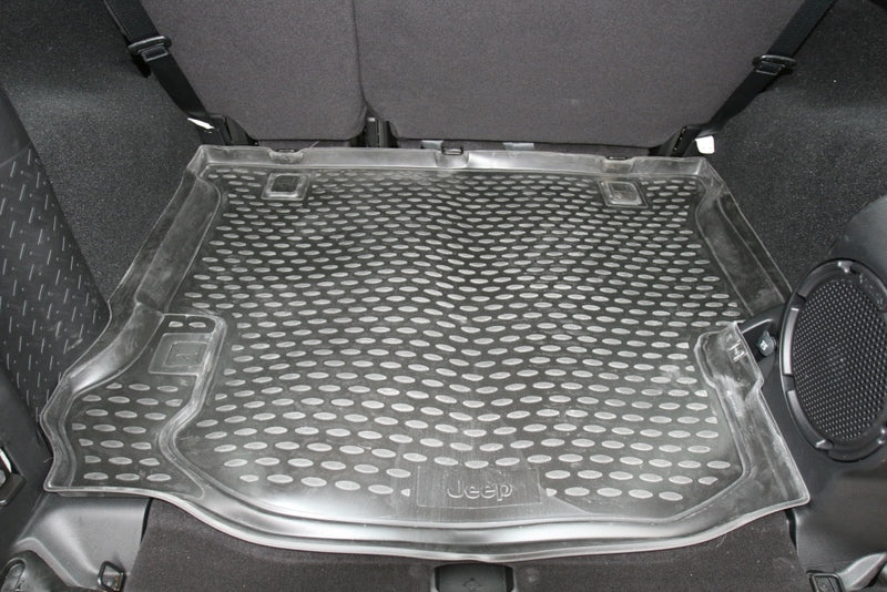 Custom Moulded Cargo Boot Liner Jeep Wrangler 4-Door With Side Subwoofer 2007-2017 Black EXP.NLC.24.06.S13