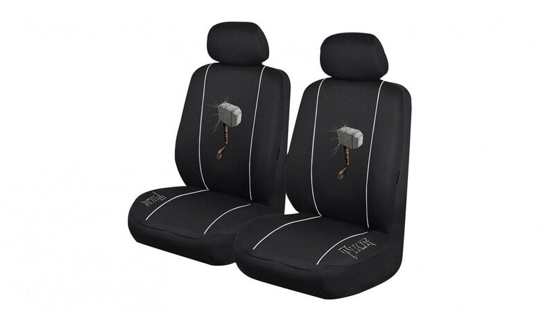 Marvel Avengers Seat Covers Front Pair Black Universal Size 30 Airbag Safe Thor AVESCTHO3004