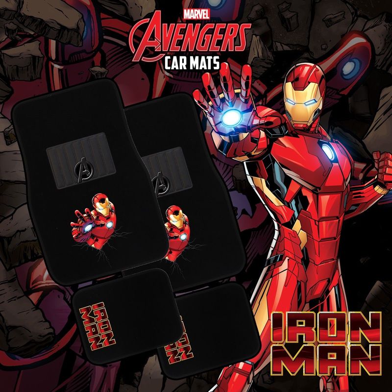 Marvel Avengers Car Floor Mats Black Set of 4 Iron Man