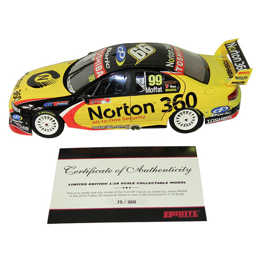 1:18 2010 Fujitsu V8 Norton 360 BF Falcon Moffat #99 B18302L Biante