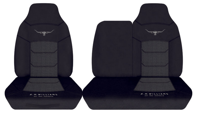 RM Williams Seat Covers Fits Toyota Hiace SWB/LWB Van 3/2005-1/2014 Longhorn Jacquard Black