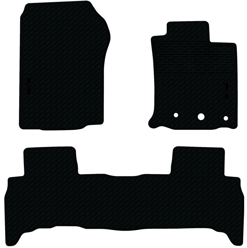 Rubber Custom Floor Mats suits Toyota Prado 150 GXL/Kakadu/VX 11/2009-2023 Front & Middle Black MRBTY007BLK2RW