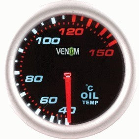 Venom 2 Inch Black Face Oil Temperature Gauge