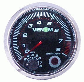 Venom 3 3/4 inch Tachometer Tacho Black Face Led Shift Light