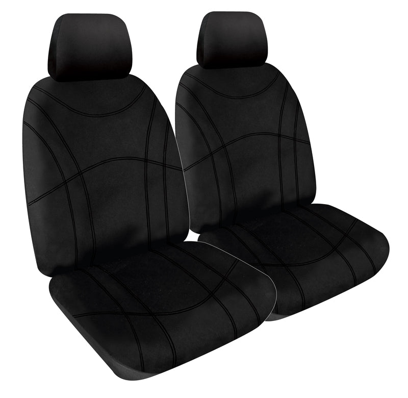 Getaway Black Neoprene Wetsuit Black Stitch Front Car Seat Covers Expander Fit Size 30 One Pair