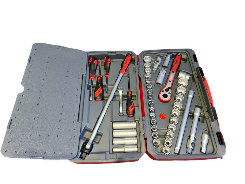 Teng Tools 44 Piece 1/2" Drive Metric SAE Socket & Accessory Set T1244