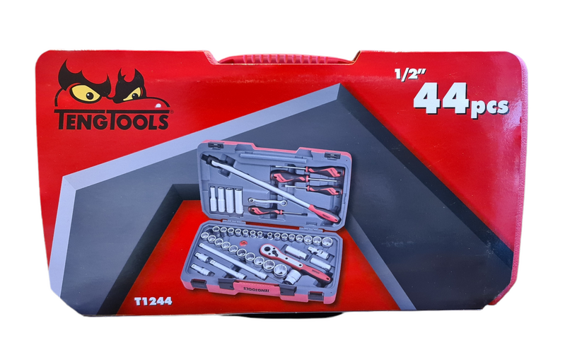 Teng Tools 44 Piece 1/2" Drive Metric SAE Socket & Accessory Set T1244