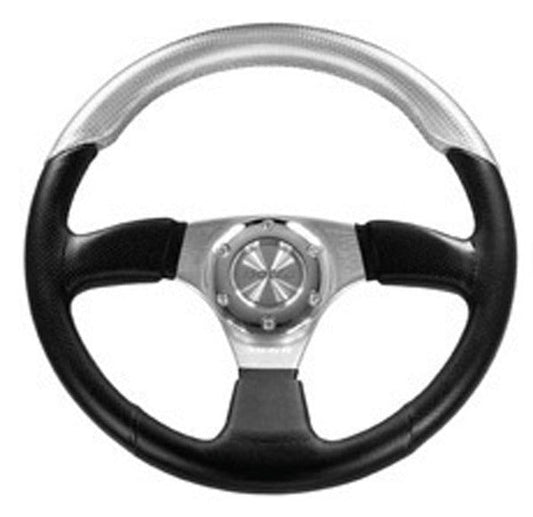 Isotta Leather Steering Wheel Meg 2 Black Silver